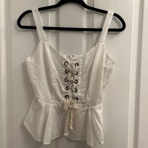 Cute front faux lace up tank top